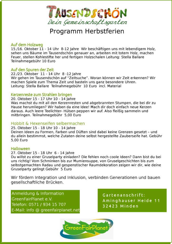 Programm Herbstferien